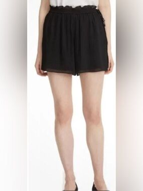 Club Monaco Katya Black Pleated Chiffon Women’s Shorts with side tie